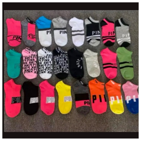 Colorful PINK Victoria's Secret Ankle Socks Set - Picture 1 of 1